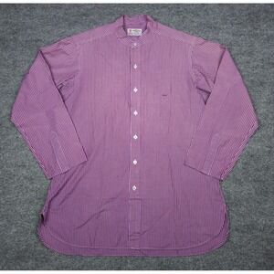 Turnbull & Asser Shirt Men's (FITS 46" Chest) Striped Pink Band Collar Cotton